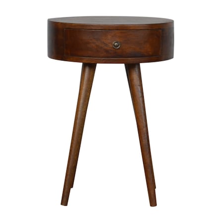 Homeroots 22" Brown Solid Wood Round One Drawer Nightstand 651745