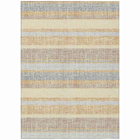 Homeroots 5' X 8' Gold And Silver Striped Washable Indoor Outdoor Area Rug 632210