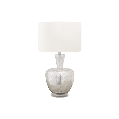 Monarch Specialties Lighting, 26"h, Table Lamp, Silver Glass, Ivory / Cream Shade, Contemporary, Modern I 9897