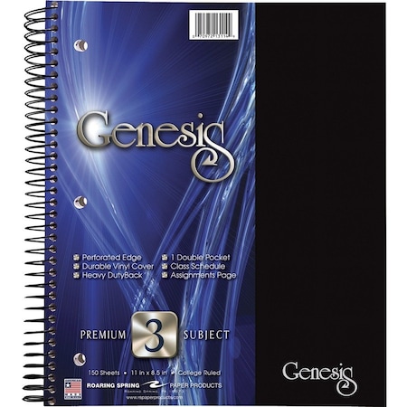 Roaring Spring Paper Products Genesis Three Subject Notebook - 150 Sheets Per Book 13114