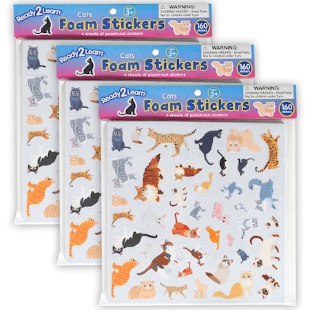 Ready 2 Learn Foam Stickers, Cats, 160-Piece Set, 3PK CE10122