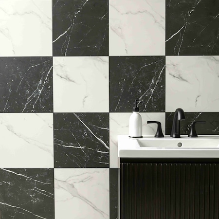 Ackland Alme Vanta 24 in. x 24 in. Matte Marble Look Checkered Porcelain Floor and Wall Tile, 4PK AKNPTALMVANT24X24M-CA