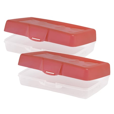 Storex Large Pencil Box, Red, 2PK 61612U12C