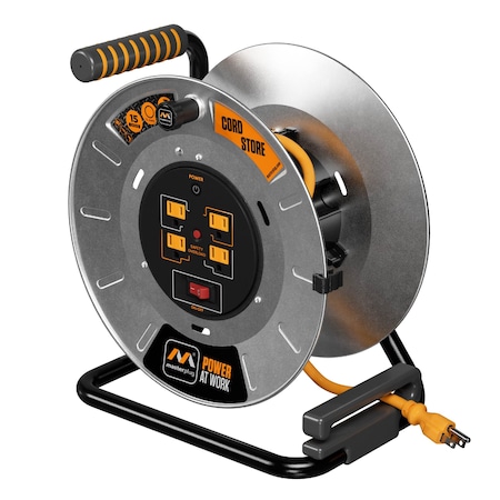 Masterplug 1Ft 4 Sockets 15A 12AWG Large Open Metal Reel OTLP011512G4SL-US