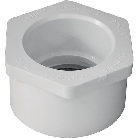 Lasco Reducing Bushing, 2 x 114 in, Spigot x Slip, PVC, White, SCH 40 Schedule 437250BC
