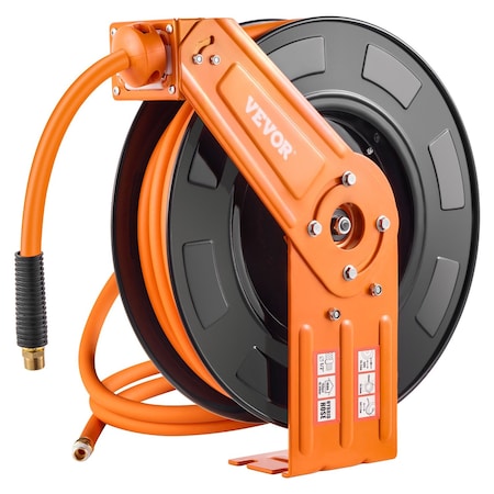 Vevor Retractable Air Hose Reel 3/8IN x 65FT Hybrid Air Hose with Double Arms NTS-A15B