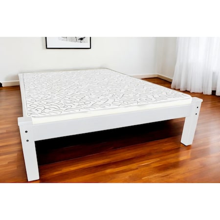 Homeroots White Solid Wood Full Bed Frame 546716