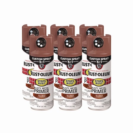 Rust-Oleum Stops Rust 5-in-1 Spray Paint, Rusty Metal, 12 oz Aerosol Can, 6PK 384755