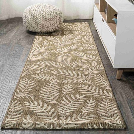 Jonathan Y Nevis Palm Frond Brown/Beige 2 ft. x 8 ft. Indoor/Outdoor Runner Rug SMB119A-28