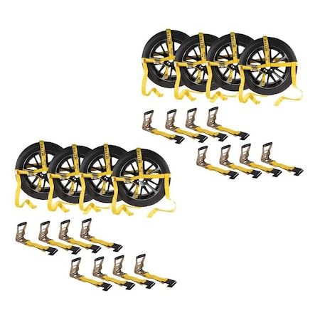 Mytee Products (8 Pack) 2inx10ft Ratchet Wheel Net Lasso Strap Auto Hauling with Flat Hook Dou..., 8PK RST-210SM-DSx8
