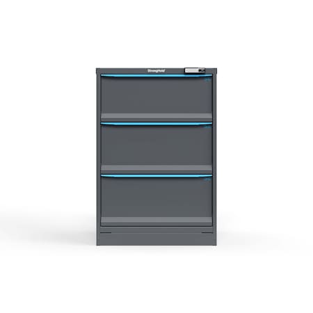 Strong Hold 3 drawer cabinet - (1x 11ft, 2x 12ft) - Blue accents - Electronic Lock S3044-PPRAS-0301FS