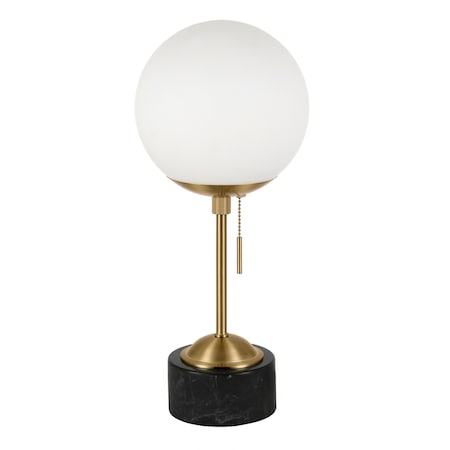 Homeroots 18" Black and Gold Marble Globe Table Lamp With White Globe Shade 524357