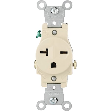 Leviton 20A Ivory Heavy-Duty 6-20R Grounding Single Outlet S11-05821-0IS