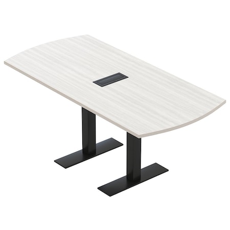 Skutchi Designs 6ft Conference Table W/ Power Unit | 6 Person Modular Arc Rectangle Meeting Table | Harmony Series HAR-AREC-36X72-T.BK-WA7976-EBLK