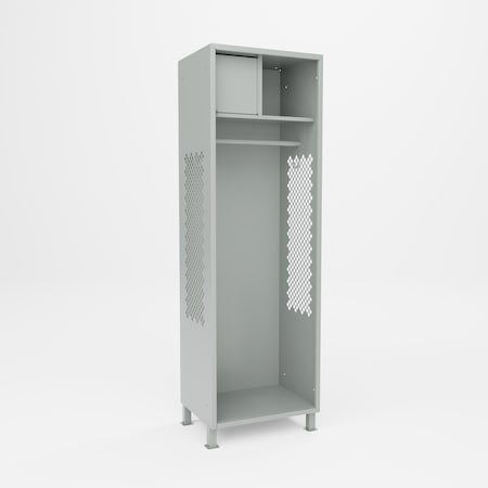 Pucel Athletic Gear Locker, 24 in W x 72 in H x 18 in D, Top Cabinet, 4 in Legs, Gray GL-2472-18-TL