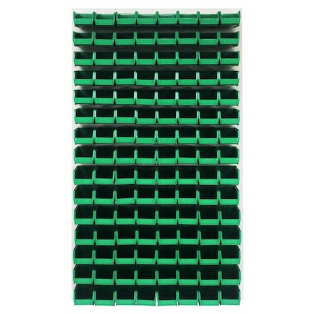 Quantum Storage Systems 36X61 HC LOUVERED PANEL W/120 BINS GREEN QLP-3661HC-220-120GN
