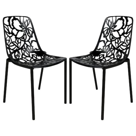 Leisuremod Modern Devon Aluminum Chair, Black, 2PK DC23BL2