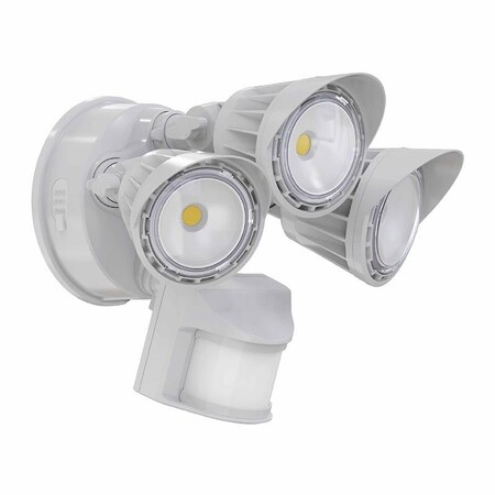 Westgate 30W 3CCT 30/40/50K WHITE 3-HEADS SECURITY LIGHT - WITH MOTION SENSOR, 3000K/4000K/5000K SL-30W-MCT-WH-P