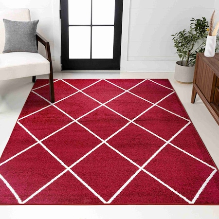 Jonathan Y Cole Minimalist Diamond Trellis Red/White 8 ft. x 10 ft. Area Rug SEU102I-8