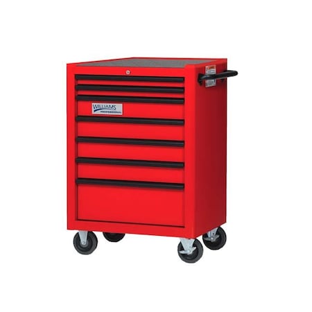 Williams Rolling Cabinet, 7 Drawer, Red, Steel, 26 in W x 20 in D x 38 in H JHWW26RC7