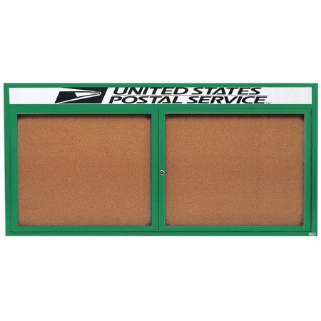 Aarco Enclosed Bulletin Board w/ Header Green Powder Coated Al Frame, 36''Hx72''W DCC3672RHG