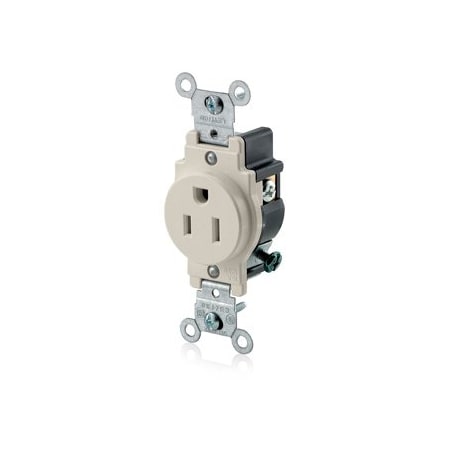 Leviton Commercial Grade Single Receptacle, 15 Amp, 125 Volt 5015-T