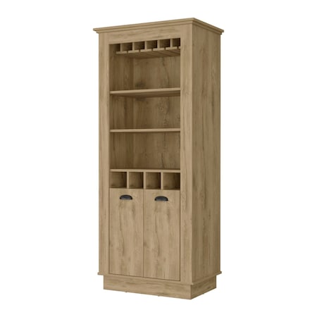 Homeroots 70" Brown Bar Cabinet With Wine Storage 535114