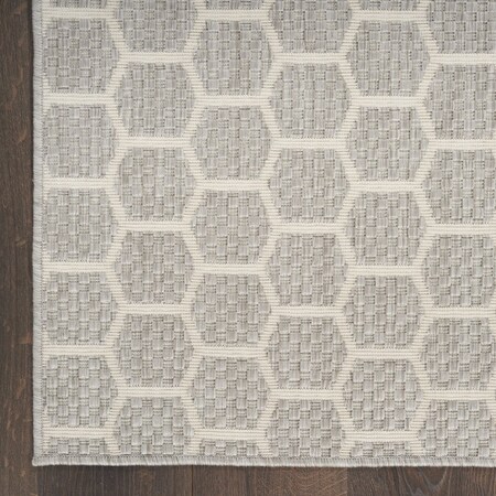Homeroots 12' Gray And Ivory Geometric Indoor Outdoor Runner Rug 564120