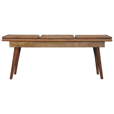 Homeroots 47in Brown Solid Wood Storage Bench With Cabinet 718236