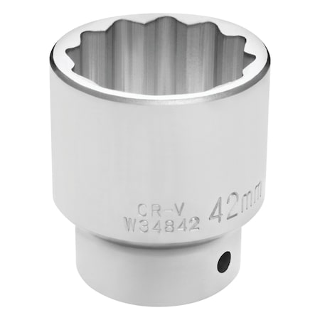 Performance Tool 3/4 in. Dr. 42mm 12pt Socket, Fastener Rounding Reduction, Chrome Vanadium W34842