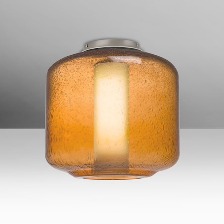 Besa Lighting Besa Niles 10 Ceiling, Amber Bubble/Opal, Satin Nickel Finish, 1x5W LED NILES10AOC-LED-SN
