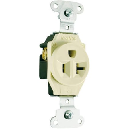 Nextgen 5351ICC8 20A 125V 2 Pole 3 Wire Grounding Heavy Duty Single Outlet, Ivory NE601500