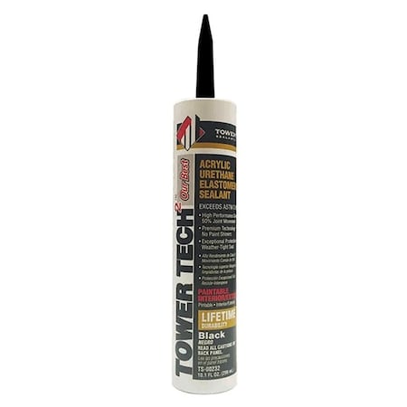Tower Sealants TOWER TECH2 Elastomeric Sealant, Black, 7 to 14 days Curing, 40 to 140 deg F, 10.1 fl-oz Tube TS-00232