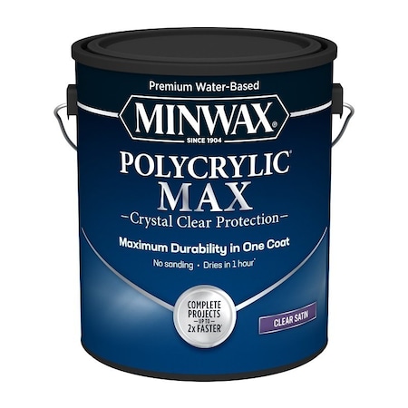 Minwax Polycrylic Interior Wood Stain, Satin, Clear, Liquid, 1 gal 655555555