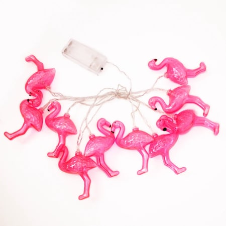 Elegani 10 LED Flamingo String Lights - Warm White Indoor Outdoor Dcor for Windows, Gazebos, Deck Railings PH-600305