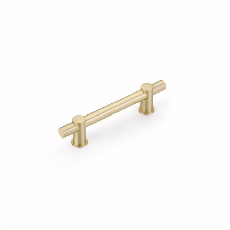 Schaub 4in Center to Center Fonce Bar Cabinet Pull Satin Brass Finish 424-SB