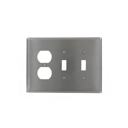 Leviton Combination Wallplate, Oversized, Gang 3, Brushed Stainless Steel 84121-40