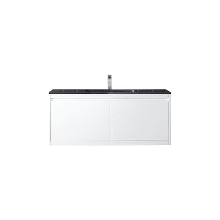 James Martin Vanities 47.3'' Single Vanity, Glossy White w/ Charcoal Black Composite Stone Top 805-V47.3-GW-CH