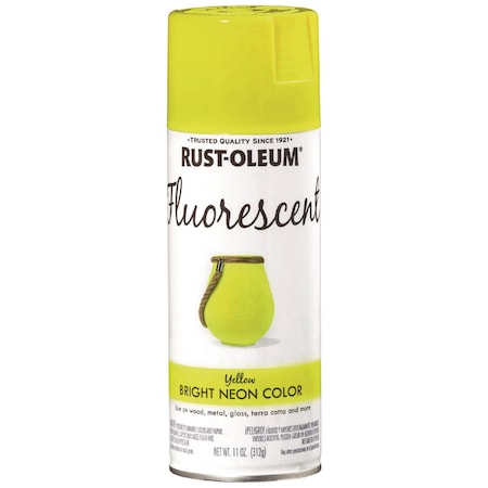 Rust-Oleum Specialty Fluorescent Spray Paint, Flat Fluorescent Yellow, 11 oz Aerosol Can 342571