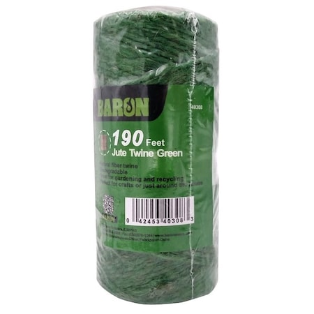 Baron Twine, 1/8 in Dia, 190 ft L, 7 lb Working Load, Natural Fiber, Green 40308