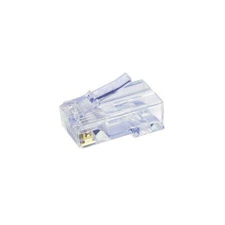 Cable Wholesale Simply45 Cat5e Pass Through RJ45 Crimp Connectors, Solid 24AWG/Stranded 28-26AWG, Blue Tint, S45-1501