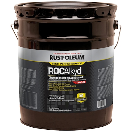 Rust-Oleum Interior/Exterior Paint, High Gloss, Oil Base, Safety Yellow, 5 gal 944300