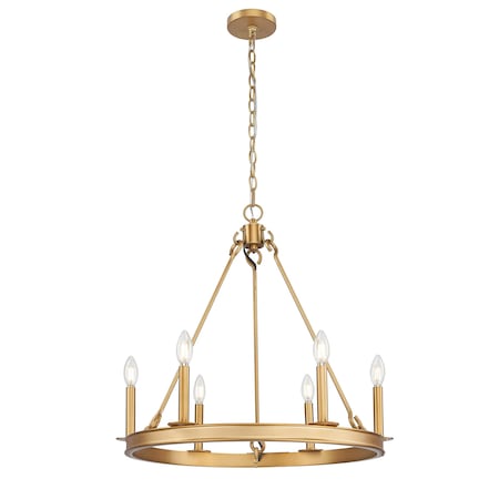 Z-Lite Barclay 6 Light Chandelier, Rubbed Brass, 25 In W x 24.25 In H 482R-6RB
