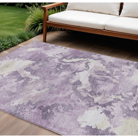 Homeroots 10' X 14' Lavender And Lilac Abstract Washable Indoor Outdoor Area Rug 609575