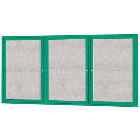 Aarco Outdoor Illuminated Enclosed Bulletin Board w/ Al Frame, Powder Coated Green, 36''Hx72''W ODCC3672-3RIG