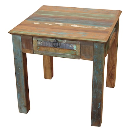 Homeroots 24" Brown Solid Wood Square End Table With Drawer 488543