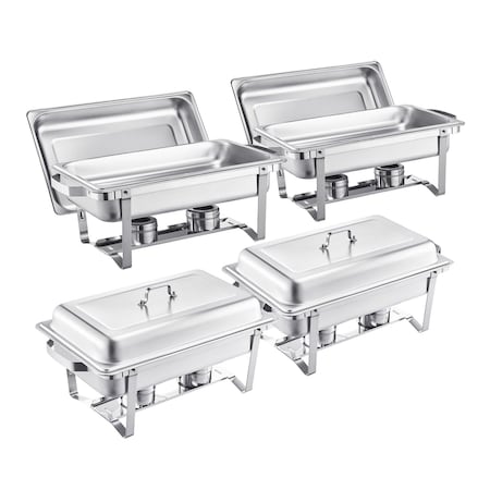 Vevor 8 Qt 4 Pack Rectangle Chafing Dish Buffet Set Full Size Pan Stainless Steel, 4PK HZ-433