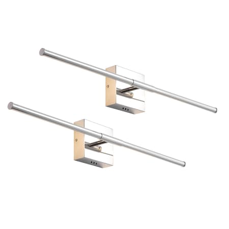 Jonathan Y Makena 28" Modern Minimalist Dimmable Integrated LED Metal Wall Sconce, Chrome, 2PK JYL7022A-SET2