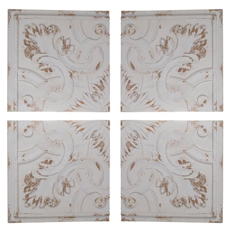 Homeroots Set of Four White Wood Square Framed Art, 4PK 401271