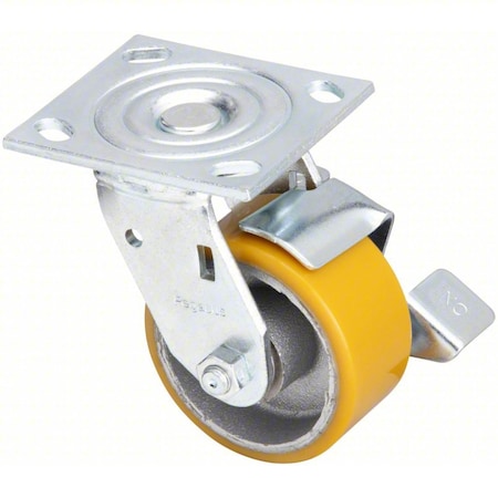 Zoro Select NSF-Listed Plate Caster, 700 lb. Ld Rating, Ball P21S-UY040KP-14-WB-DL